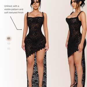 Chic Asymmetrical Black Lace Dress
